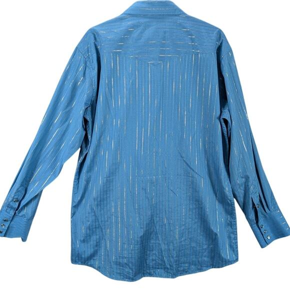 Crazy Cowboy Shirt Mens XL Western Pearl Snap Metallic Striped Rodeo Extra Large - Picture 2 of 6